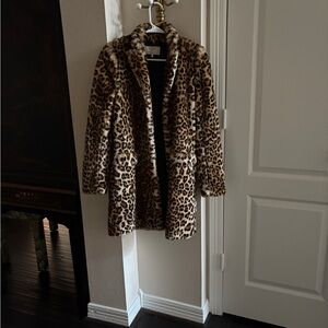 Zara Brown Leopard Print Teddy Jacket